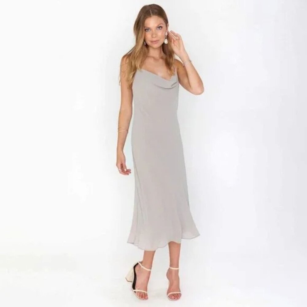 New Show Me Your Mumu Verona Cross Back Slip Dress Dove Grey XS $198